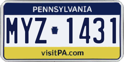 PA license plate MYZ1431