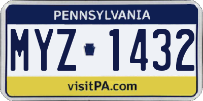 PA license plate MYZ1432