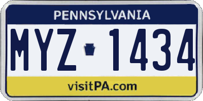 PA license plate MYZ1434