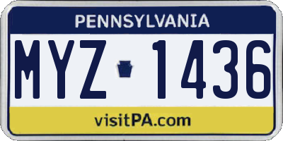 PA license plate MYZ1436