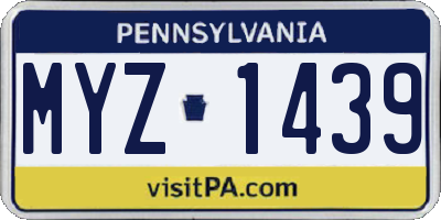 PA license plate MYZ1439