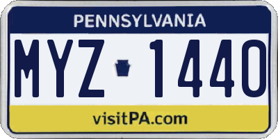 PA license plate MYZ1440