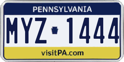 PA license plate MYZ1444