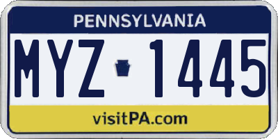 PA license plate MYZ1445