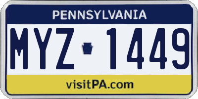 PA license plate MYZ1449