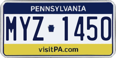 PA license plate MYZ1450