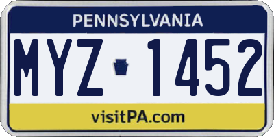 PA license plate MYZ1452