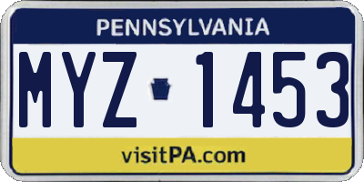 PA license plate MYZ1453