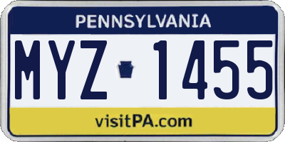 PA license plate MYZ1455