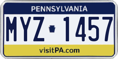 PA license plate MYZ1457