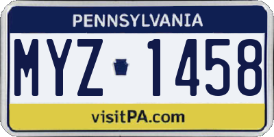 PA license plate MYZ1458