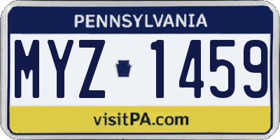 PA license plate MYZ1459