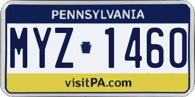 PA license plate MYZ1460
