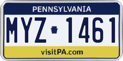 PA license plate MYZ1461