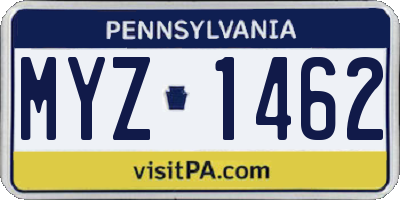 PA license plate MYZ1462
