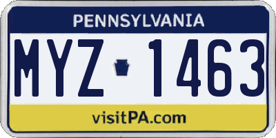 PA license plate MYZ1463