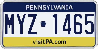 PA license plate MYZ1465