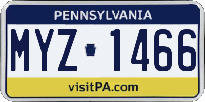 PA license plate MYZ1466