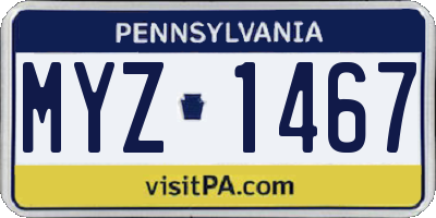 PA license plate MYZ1467