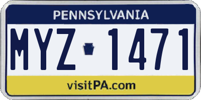 PA license plate MYZ1471