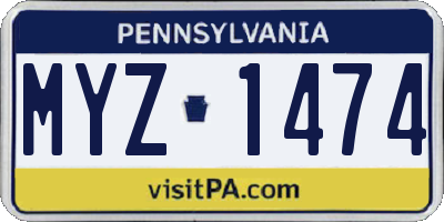 PA license plate MYZ1474