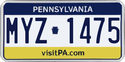 PA license plate MYZ1475