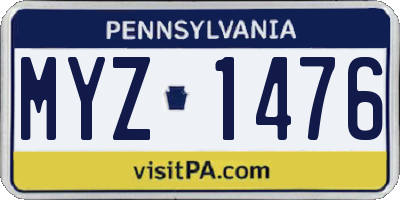 PA license plate MYZ1476