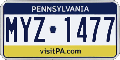 PA license plate MYZ1477