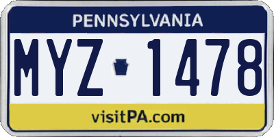 PA license plate MYZ1478