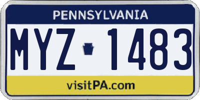 PA license plate MYZ1483