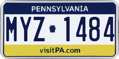 PA license plate MYZ1484