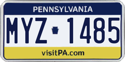 PA license plate MYZ1485