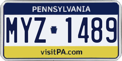 PA license plate MYZ1489