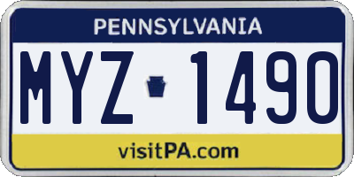 PA license plate MYZ1490