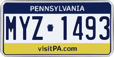 PA license plate MYZ1493