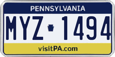 PA license plate MYZ1494