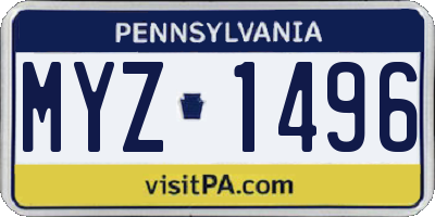 PA license plate MYZ1496
