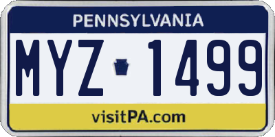 PA license plate MYZ1499