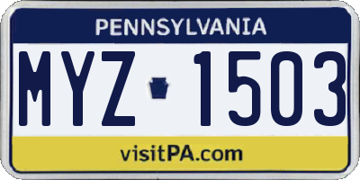 PA license plate MYZ1503