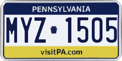 PA license plate MYZ1505