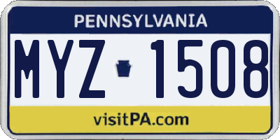 PA license plate MYZ1508