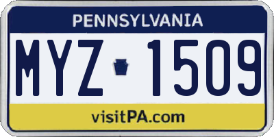 PA license plate MYZ1509