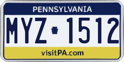 PA license plate MYZ1512