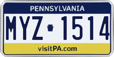 PA license plate MYZ1514