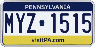 PA license plate MYZ1515