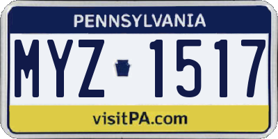 PA license plate MYZ1517