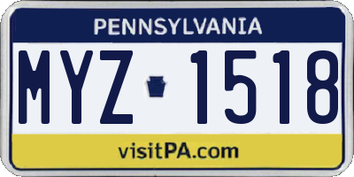 PA license plate MYZ1518