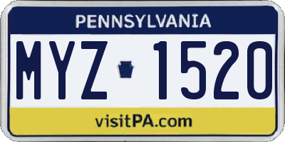 PA license plate MYZ1520