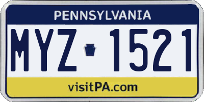 PA license plate MYZ1521