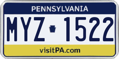 PA license plate MYZ1522
